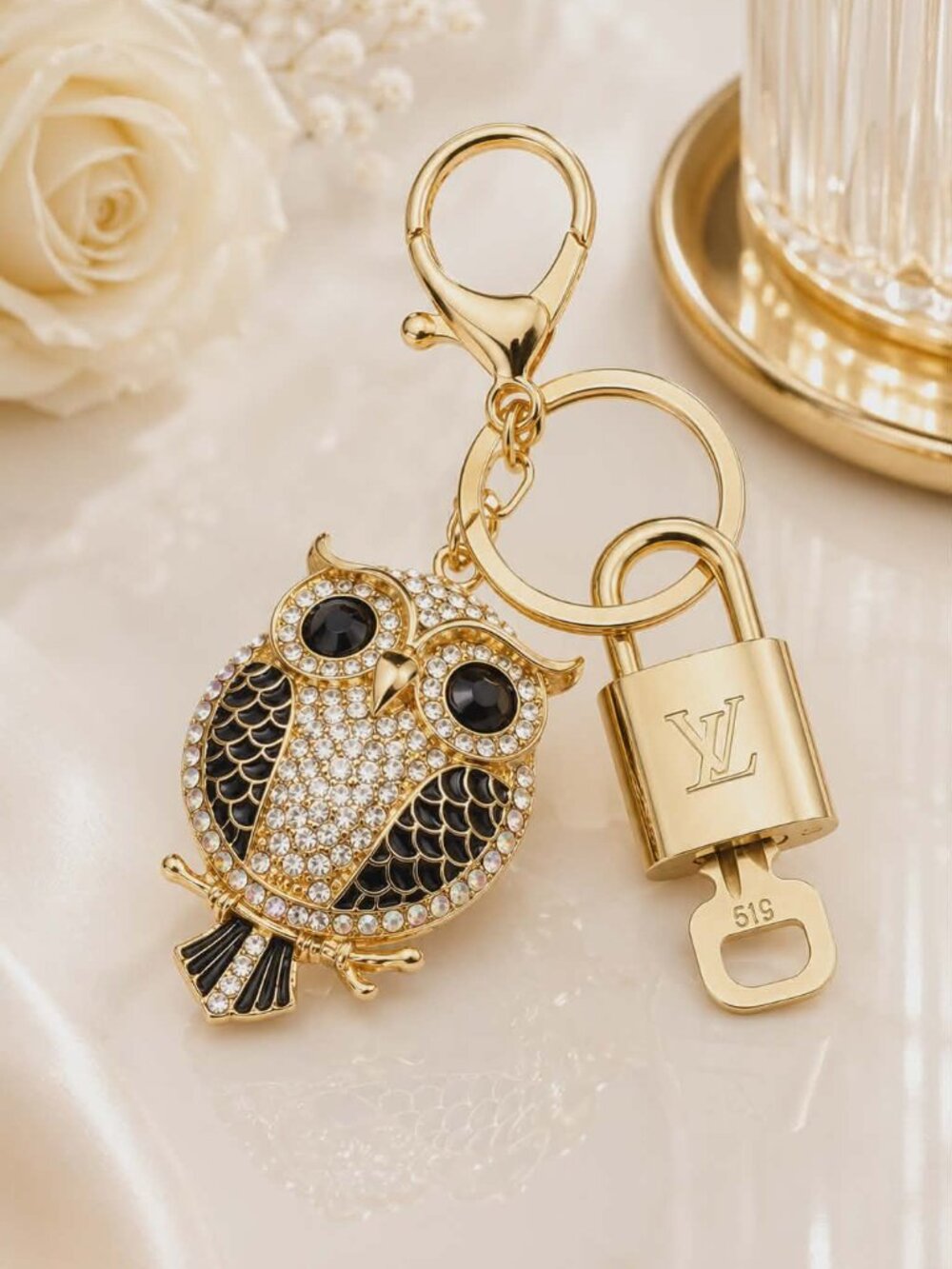 Louis Vuitton Gold Lock 🔑 Authentic LV Padlock + Bag Unbranded Owl Charm